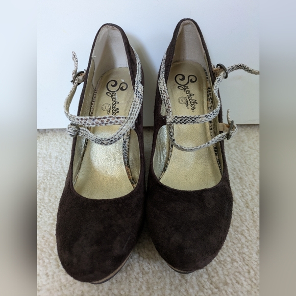 Seychelles Brown Suede Wedge Heels 8 - Picture 5 of 12